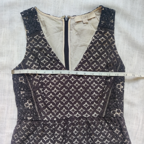 *LOFT* Black lace v-neck sleeveless mini dress - Picture 3 of 6